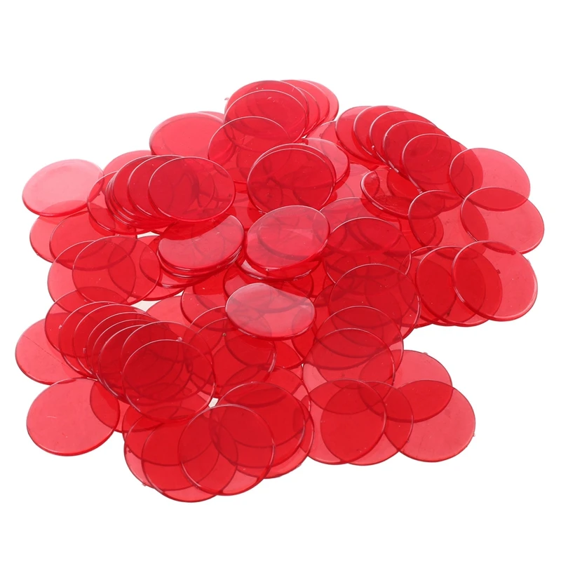 200 шт прозрачный красный/желтый пластиковый бинго фишки 1,9 см
