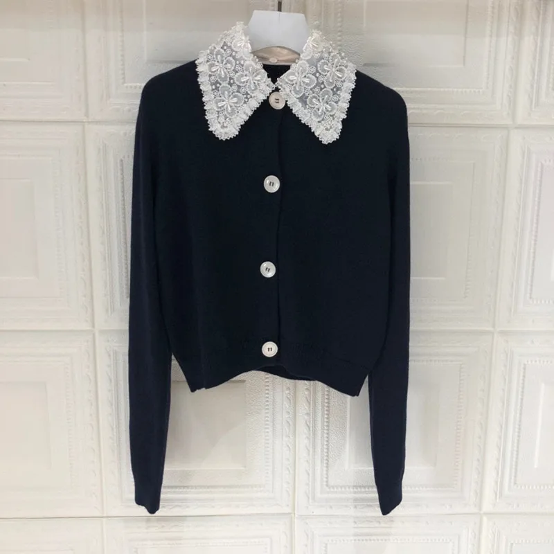 Elegant Lace Beading Cardigans Women Long Sleeve