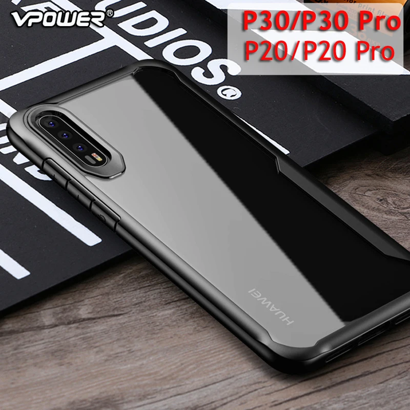 Для huawei p 20 Lite P20 Pro Чехол Vpower с кристаллами, прозрачная, для телефона защита soфт+ Твердый Чехол-Гибрид Для huawei p 20 p20 lite чехол