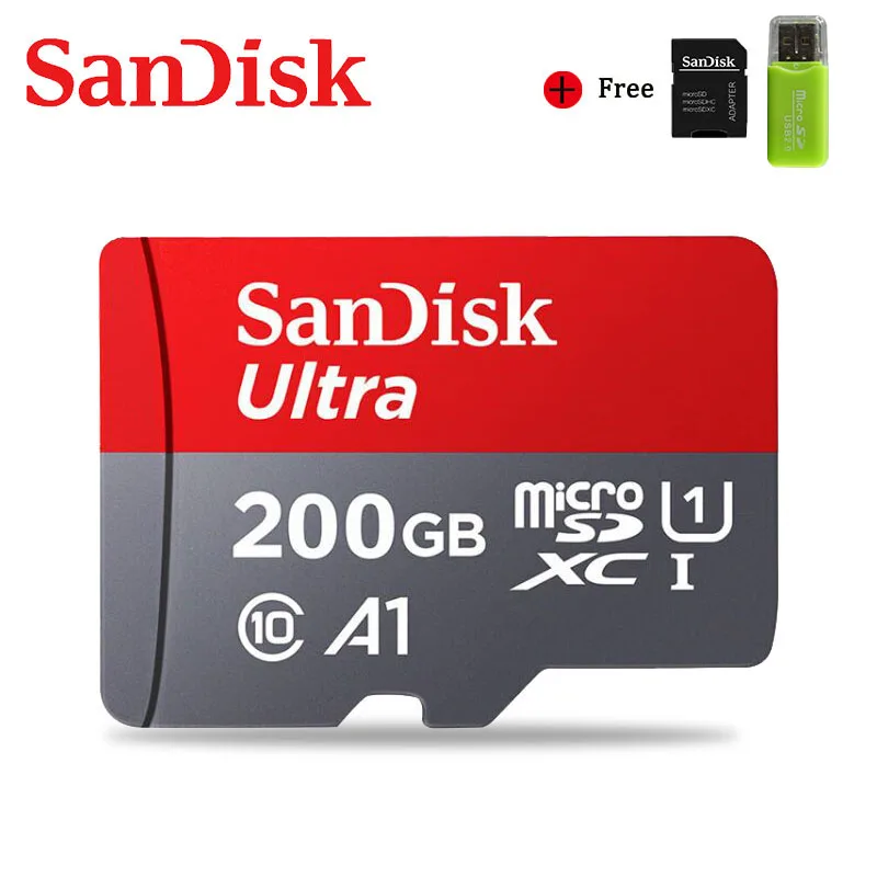 Двойной Флеш-накопитель SanDisk Memory Card 256 ГБ 200 ГБ 128 Гб 64 Гб 98 МБ/с. микро sd карты Class10 32 Гб оперативной памяти, 16 Гб встроенной памяти, флеш-карта памяти Microsd карты памяти sd карты для мобильного телефона - Емкость: 200GB Adp CR