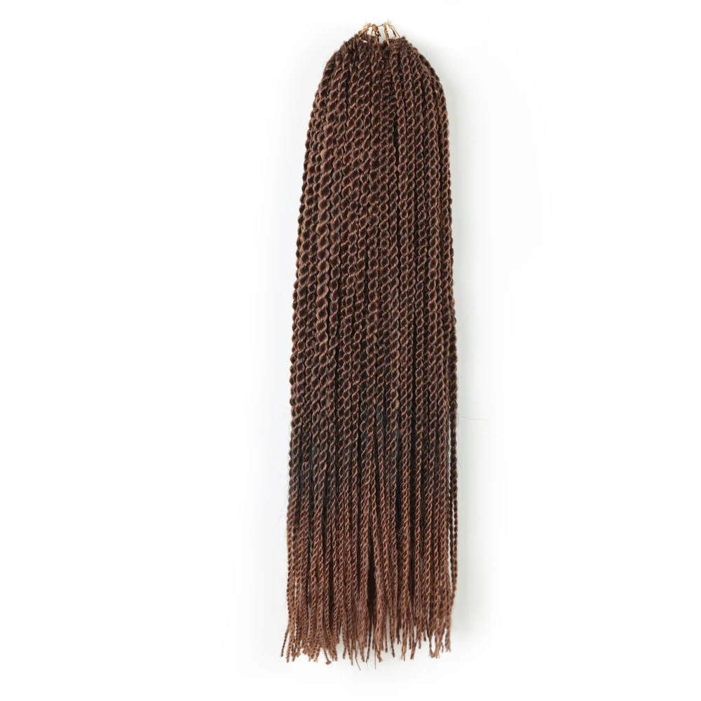 36 прядей Сенегальские крученые вязанные волосы Омбре коричневые синтетические косички для наращивания волос для африканских женщин 18 дюймов Золотая красота - Цвет: T1B/30