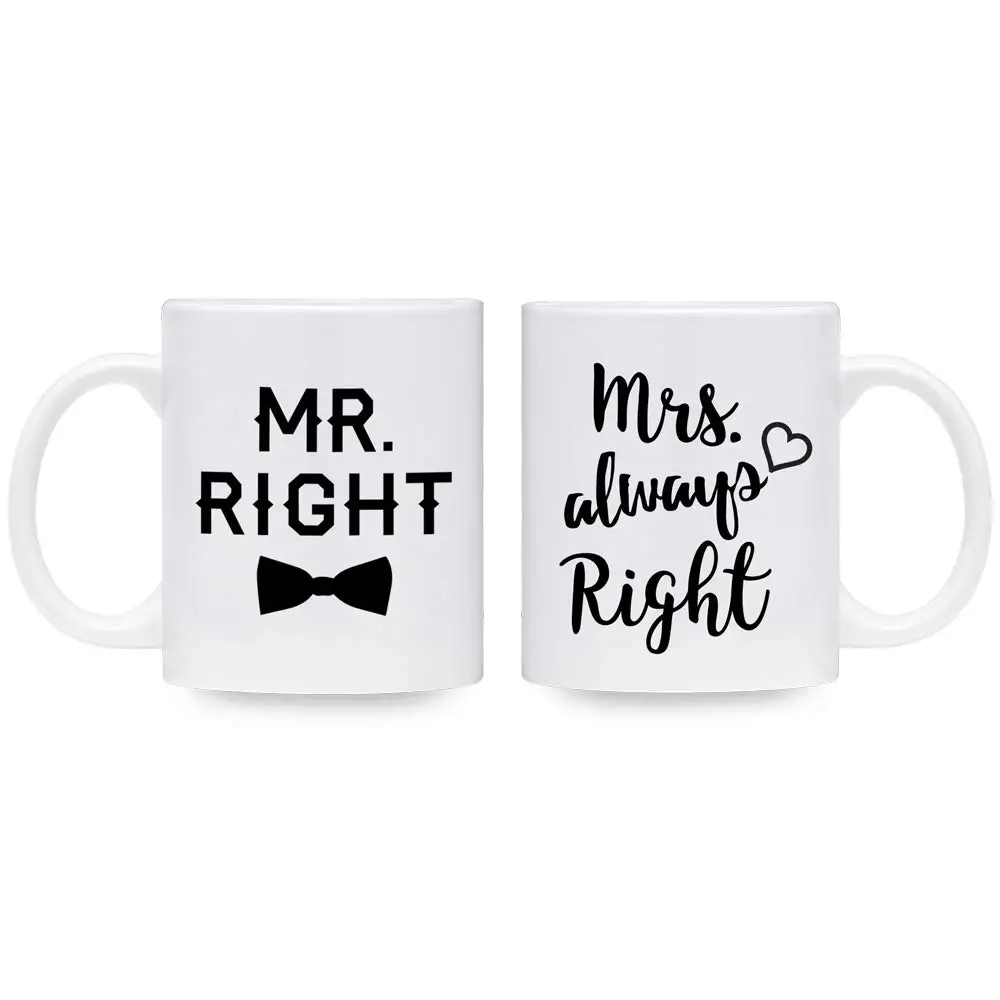 Mr. Right Mr. Always Right-свадебный подарок для пары-забавные Помолвочные подарки-Подарок на годовщину-11 унций керамическая кофейная кружка
