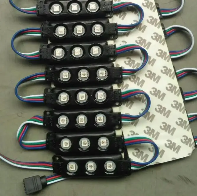 100 шт./лот DC12V 5050 3 светодиодный s светодиодный модуль 5050 RGB светодиодный модуль светильник RGB IP65 Водонепроницаемый