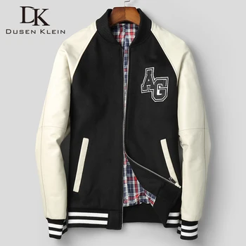 

DK 2019 New Genuine Cowhide Jacket Young Boy Black White Casual Leather Coat Natural Leather Cow Outwear Sport Jacket