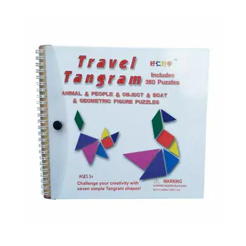 

Tangram Game Puzzle Travel Games Jigsaw with Solution Questions Colorful Book Shape Educational Toy for Baby Toddlers Kids