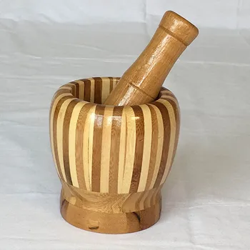 

Handmade Natural Bamboo Kitchen Garlic Grinder Multifunctional Wood Garlic Press Bowl Ginger Pounding Device Grinding Tool LC