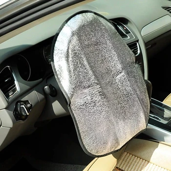 

new Aluminum film Anti-Heat Car Steering Wheel Sun Shade Cover Double Thick Foil Reflect Sunlight