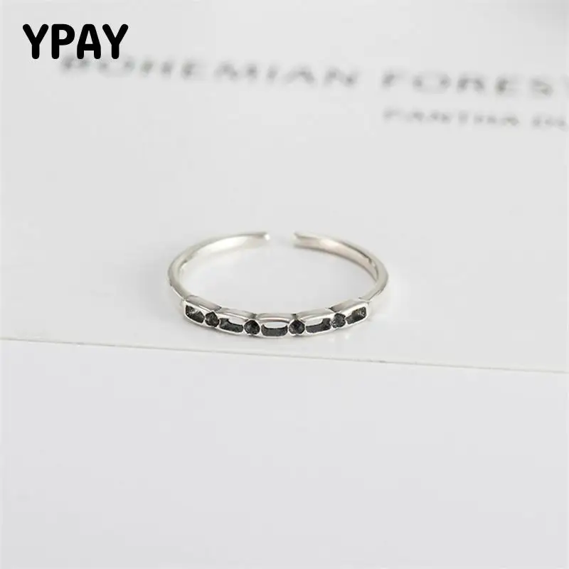 

YPAY Romantic Heart-shaped Sculpture Adjustable Finger Ring for Women Men Solid 925 Sterling Silver Rings Fine Jewelry YMR343