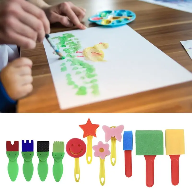 29pcs Children Painting Sponge Brush Creative Graffiti Puzzle Early Childhood Education Toys DIY Drawing Set