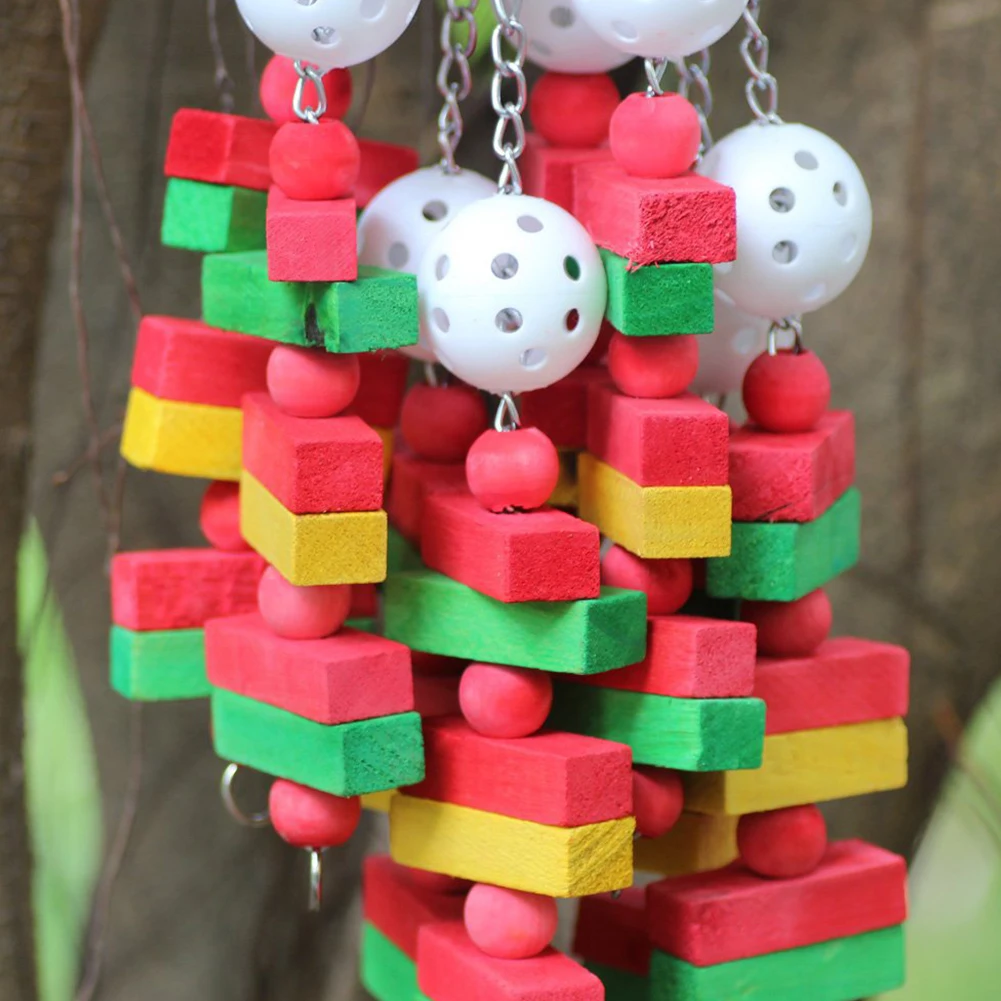 Banana Safe Multifunction Exercise Decoration Durable Balance Bird Toy Small Bell Parrot Supplies Wooden Hanging Ball Chew Bite