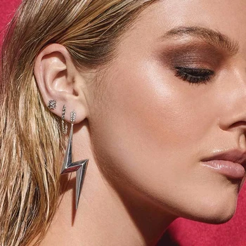 

Punk Thunder Drop Earrings Hombre Sliver/Gold Rhinestones Lightnings Earrings For Women Unique Statement Wedding Jewelry