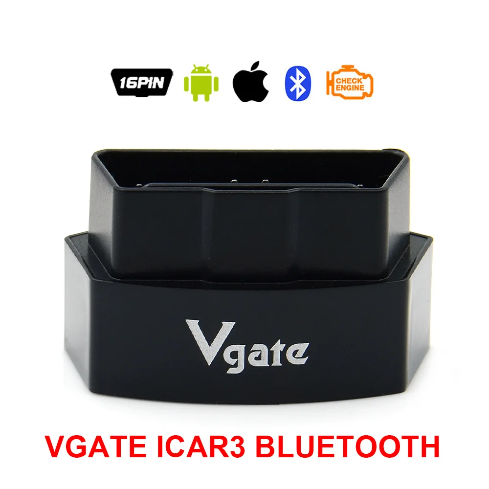 Vgate iCar3 OBD2 OBDII ELM327 iCar3 Bluetooth диагностический интерфейс для Android код сканер для автомобилей - Цвет: Черный