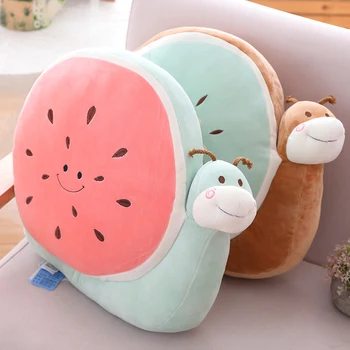 

Candice guo cute plush toy cartoon animal smiling fruit watermelon kiwi orange snail soft cushion pillow birthday Christmas gift