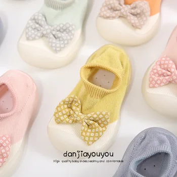 

Baby Socks with Rubber Soles Floor Non-slip Cotton BOW Socks Baby Girls Boys Soft Cute Boots Baby Shoes