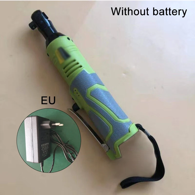 

1pc Right Angle Wrench Ratchet+1pc Charger US/EU/UK/AU Plug 3/8 Inch 18V Cordless Electric Ratchet Wrench Tool