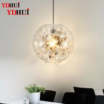 

LED Glass Ball Modern Pendant Lamps Creative Hanging Lamps Nordic Bar Chandeliers Light Fixtures Bedroom Kitchen Accessories
