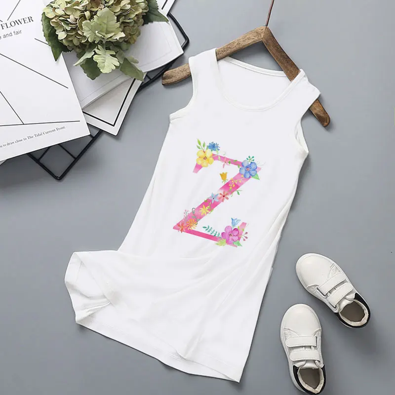 baby doll sleepwear 2021 Baby Girl Dresses Summer 21 Letters Girls Dress Kids Sleeveless Cute Birthday Party Vestidos Kids Clothes Sundress Novelty cool baby nightgown
