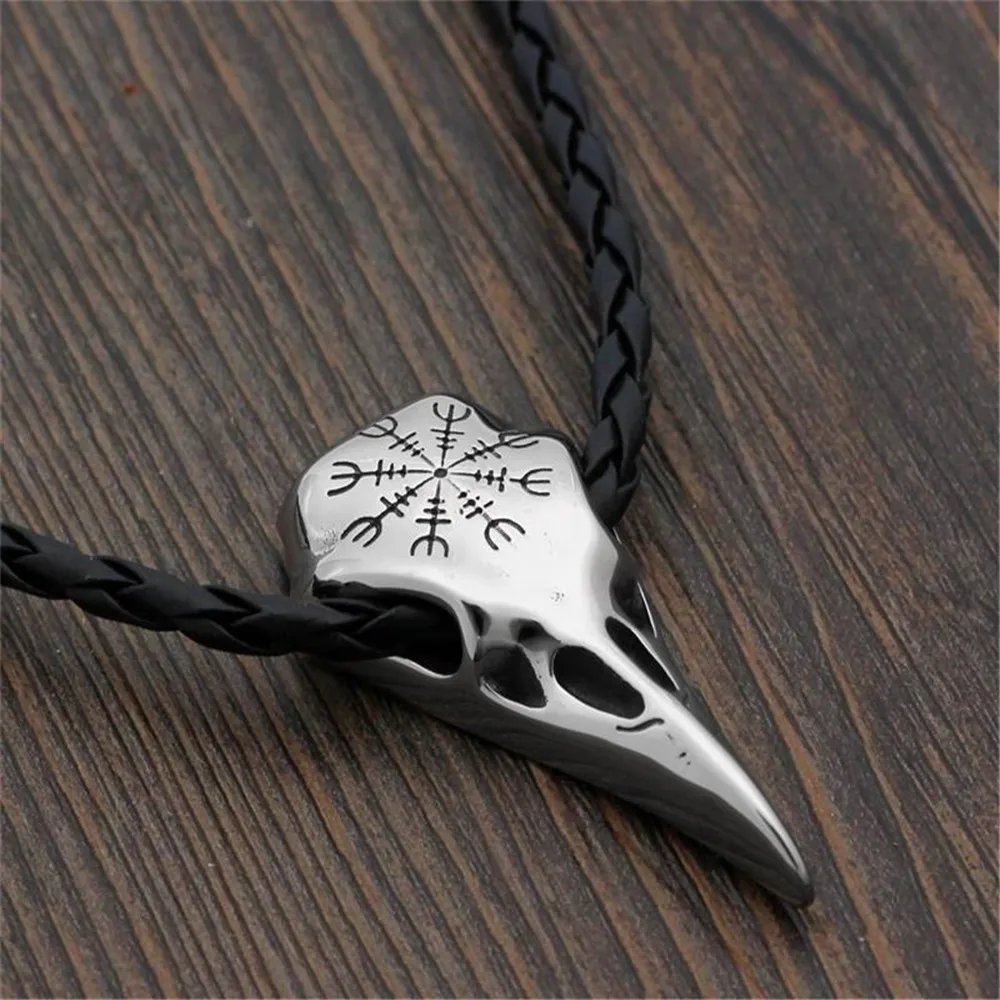 Viking Punk Gothic Halloween Animal Crow Raven Head Birds Vulture Skull Pendant Necklace Dangle Party Gift Jewelry | Украшения и