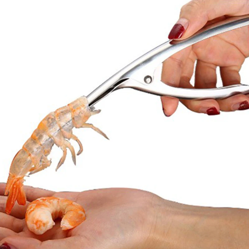 Shrimp Peeler Stainless Steel Seafood Cooking Tools Creative Convenient Shrimp Peel Device Kitchen Gadgets Kitchen Accessories - Цвет: Серебристый