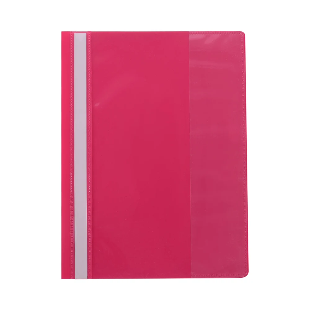 Report Covers 12pcs Clear FrontProject File Protector Letter Size with Fasteners for School Office Supplies Organizer - Цвет: Rose red
