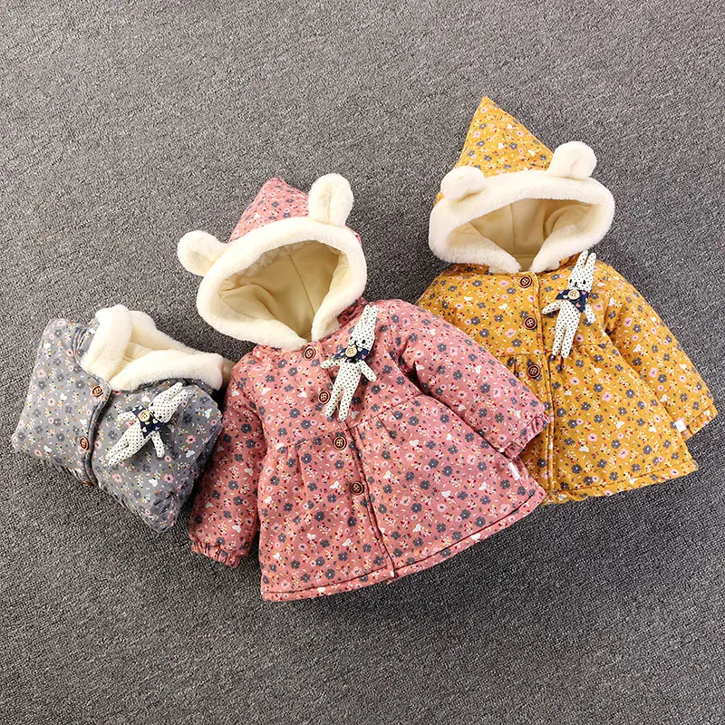 

Babebay 2019 New Korean Winter Jacket Girls Winter Dressed-cotton-padded coat Rabbit puppet Cotton Clothes girls winter coat