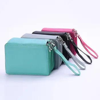 

72 Holes Solid Color Multi Layer Zipper Sketch Painting Pen Case Storage Pouch