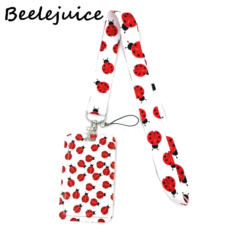 Ladybird-cordón de insectos para tarjetas de crédito, titular de la identificación, bolso de viaje para estudiantes y mujeres, insignia, llavero de coche, accesorios de regalo