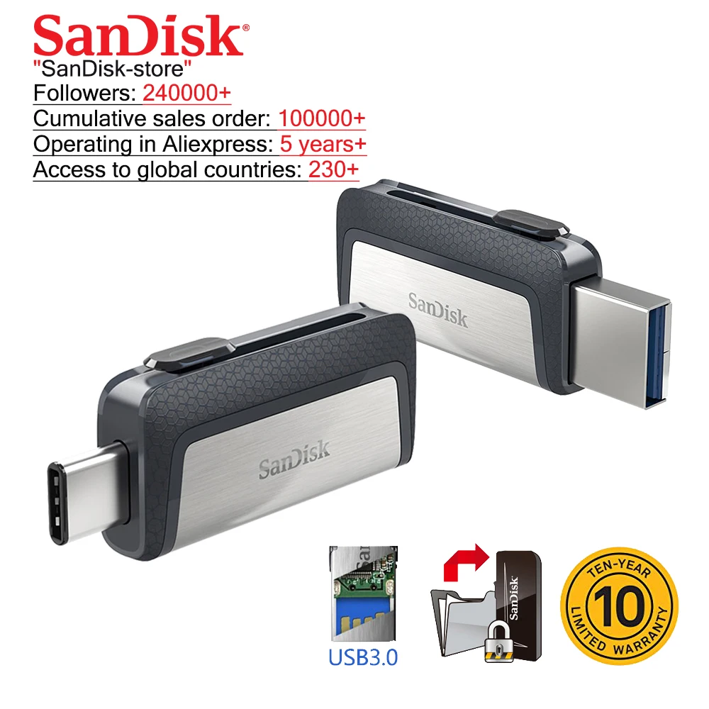 

Sandisk OTG type-c and Micro USB 3.0 usb flash drive multifunctional usb stick pen drive pendrive 16gb 32gb 64gb 128gb 256gb