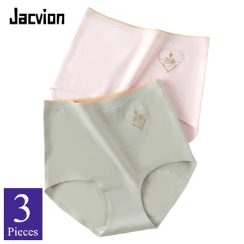 

3 Pieces/Pack Women High Waist Panties Big Size Slim Waist Female Seamless Underwear Cotton Briefs Breathable Health Lingerie