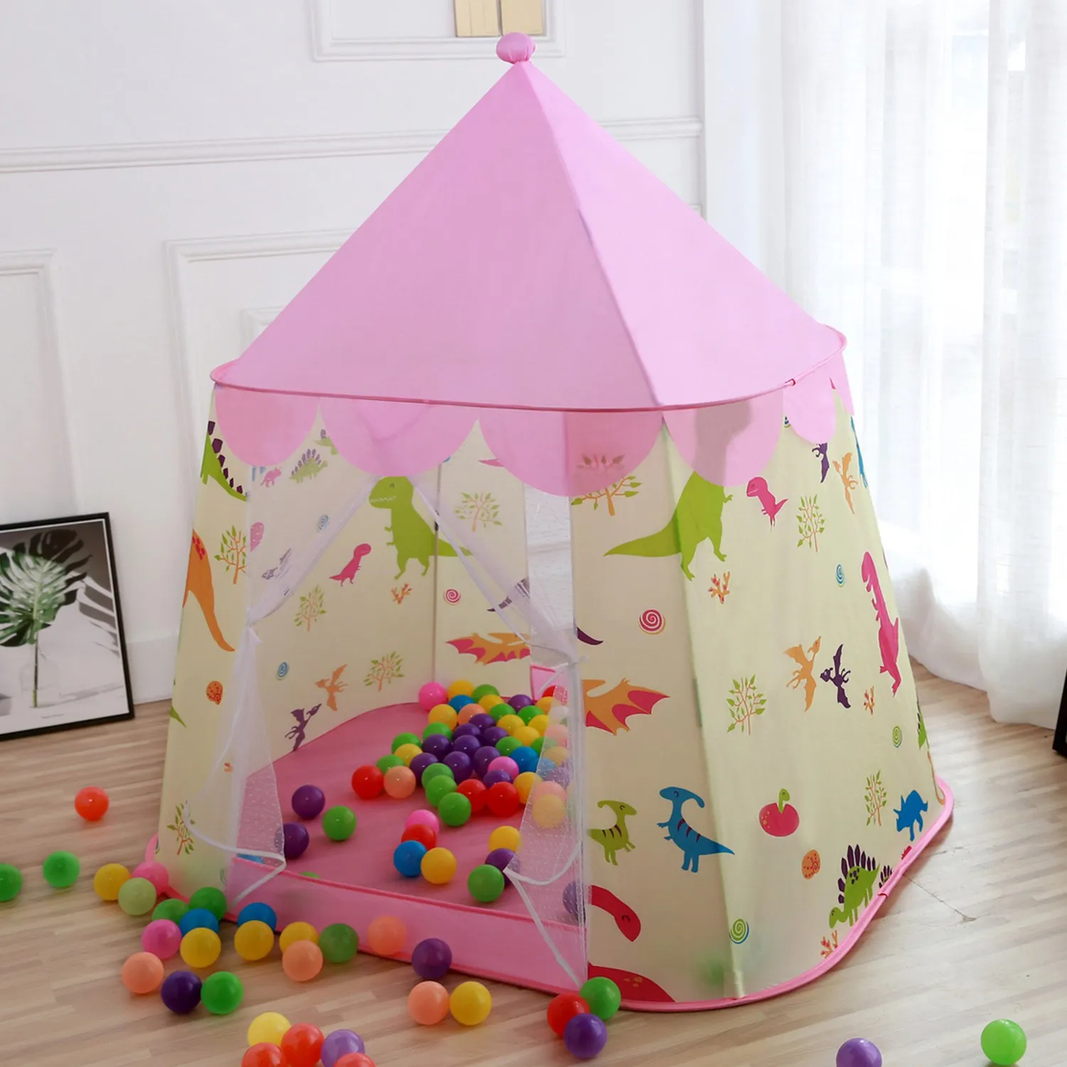 

Portable Children'S Tent Toy Ball Pool Princess Girl Boy Castle Play House Toys Folding Baby Beach Tent Gifts
