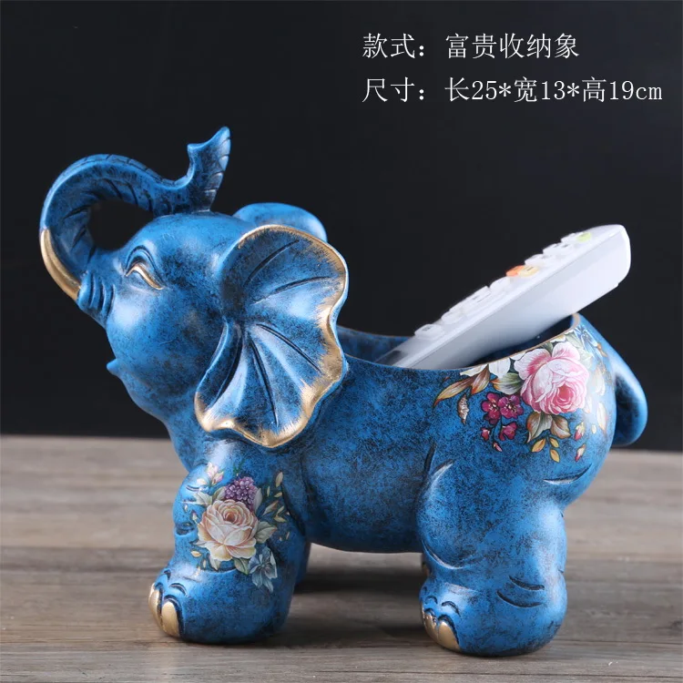 Настольная коробка для хранения из смолы с дистанционным управлением, коробка для хранения ключей, отделочная форма слона, входная гостиная, украшение журнального стола - Цвет: B-4  25x13x19cm