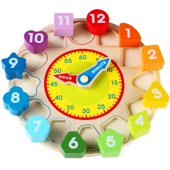 

Cognitive Colorful Wooden 12 Numbers Clock Toys Matching Clock Toy Digital Geometry Baby Kids Early Educational Toy Puzzles