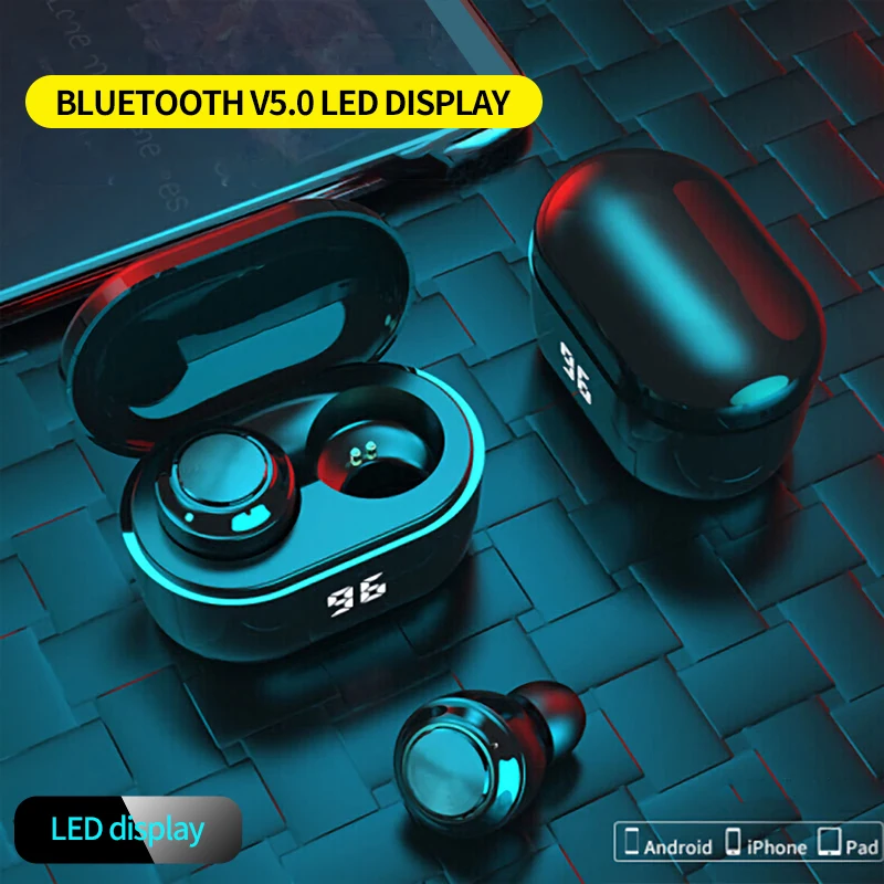A6 TWS 5 0 Bluetooth Earphone Wireless Headphone IPX4 Waterproof Stereoe Earbuds Micophone Headest Mini 300mAh Gaming earphone