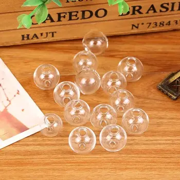 

100pcs 12mm Transparent glass globe double hole ball Glass bottle empty vial pendant diy jewelry findings supply charm accessory