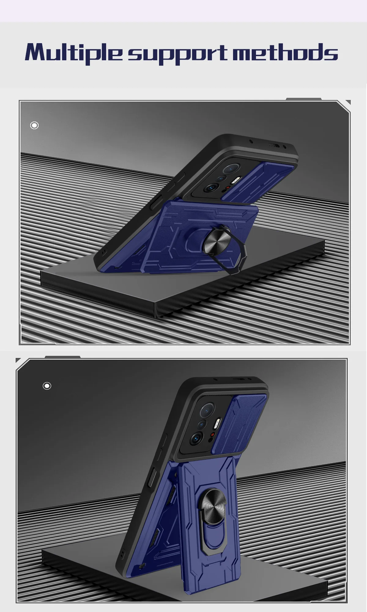 Detachable Card Holder Phone Case For Xiaomi 11T 11 Pro Redmi Note 11 10 Poco X3 Pro Max Slide Stand Kickstand Ring Camera Cover Detachable Card Holder Phone Case For Xiaomi 11T 11 Pro Redmi Note 11 10 Poco X3 Pro Max Slide Stand Kickstand Ring Camera Cover