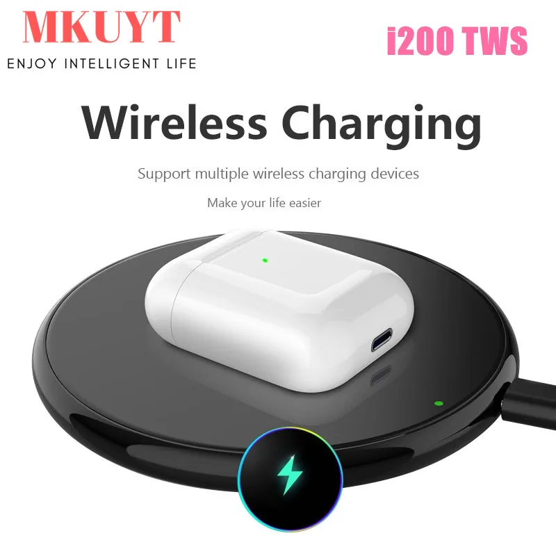 

MKUYT I200 TWS Bluetooth Headphones Pop-up Wireless Earphone Sport Earbuds with QI Wireless Charging Box 3 True Power Display