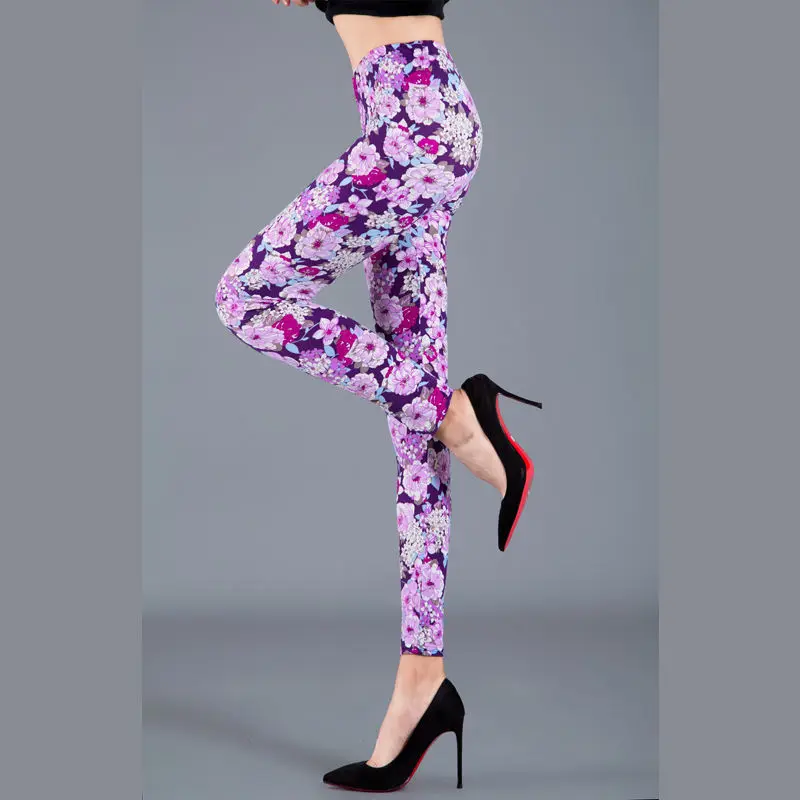 faux leather leggings Hot New Spring Legging National Ethnic Style Retro Graffiti Paintings Printing Flowers Trousers Printed High Elasticity Leggings pink leggings