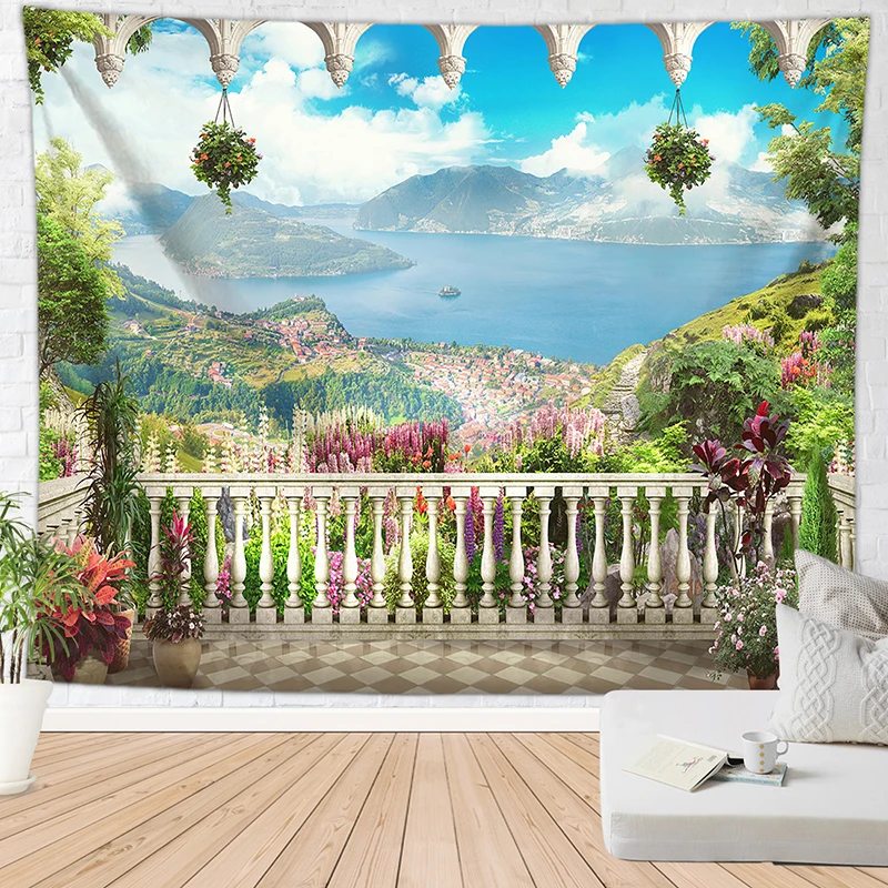 Галерея гобелен с пейзажем морская бухта пляжное одеяло сельский дом Декор дром ковер настенный
