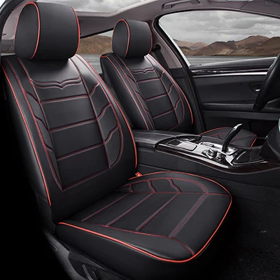 WLMWL универсальный кожаный чехол для сиденья автомобиля для Ssangyong все модели Actyon Kyron Tivolan Rexton korando аксессуары для стайлинга автомобилей - Название цвета: Black red