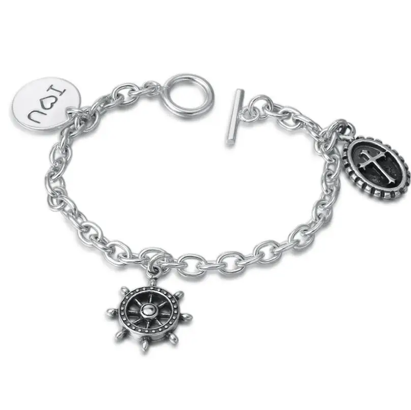 925 пробы Серебряный винтажный женский крест кулон S925 браслет(FGL