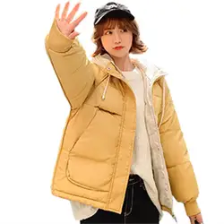 2019 новый зимний пуховик с капюшоном, Для женщин однотонная парка, на застежке-молнии, с длинным рукавом, верхняя одежда, пальто, куртка