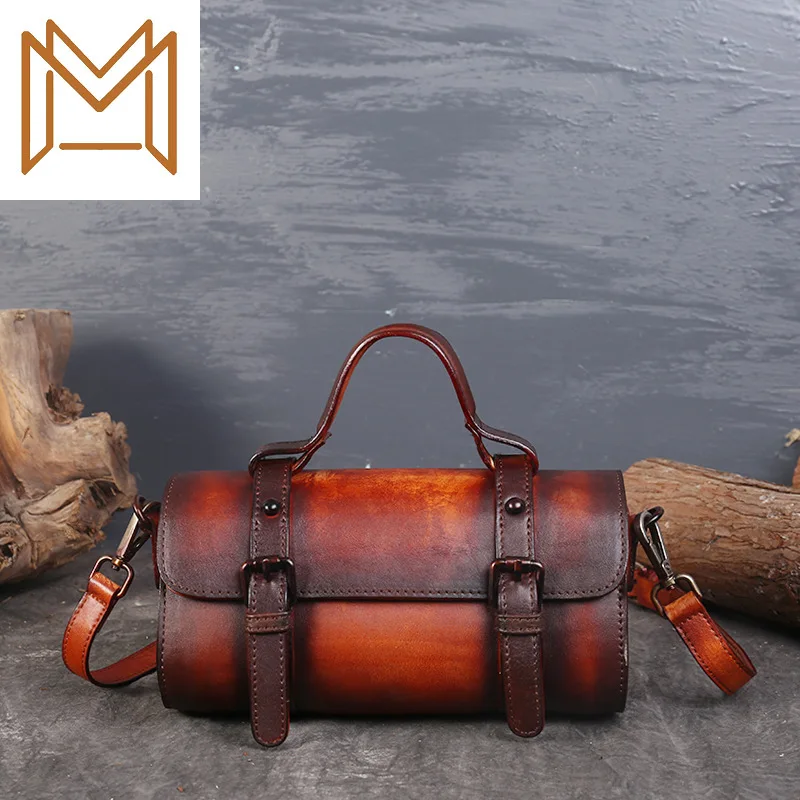 

Head Layer Cowhide Single Shoulder Messenger Small Bag Color Leather Portable Genuine Leather Woman Package