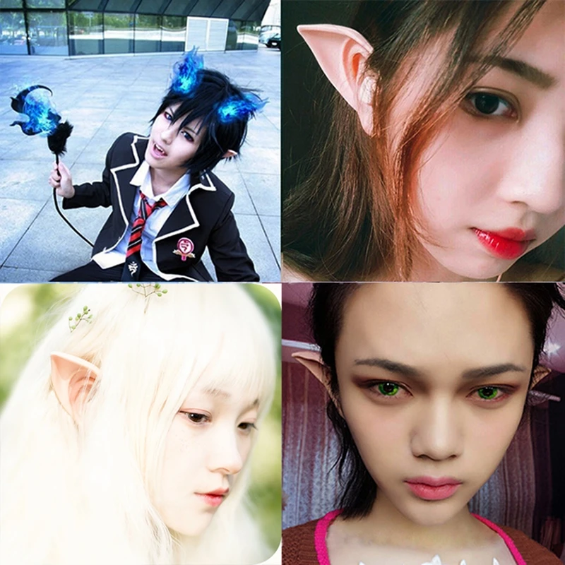 New 1 Pair PVC Fairy Pixie Fake Elf Ears Halloween Mask New Party Mask Scary Halloween Decoration Soft Pointed Prosthetic Ears