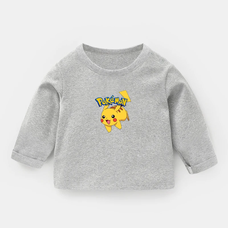 ieBabyYG570C Футболки с рисунком покебол PIKACHU для новорожденных; футболки с длинными рукавами для малышей; Рождественский подарок - Цвет: ieBabyYG570C