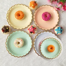 Посуда бумажные тарелки конфетного Цвета Одноразовая посуда для вечеринки одноразовая бумажная посуда для ужина торты свадебные принадлежности