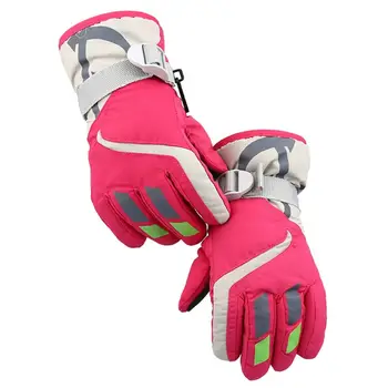 

Winter Warm Waterproof Snow Ski Gloves Thicken Lining Outdoor Riding Windproof Anti-Slip Mittens with Buckle Children Boys Girls