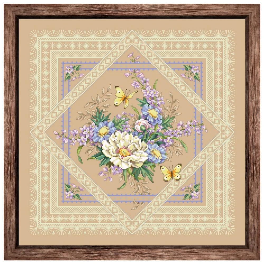 Flowers And Lace cross stitch kit butterfly cotton thread 18ct 14ct