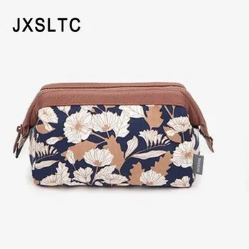 

JXSLTC Floral Printed Beautcian for Cosmetic Bag Women Makeup Bags Female Zipper Cosmetics Bag Portable Travel Make Up Pouch