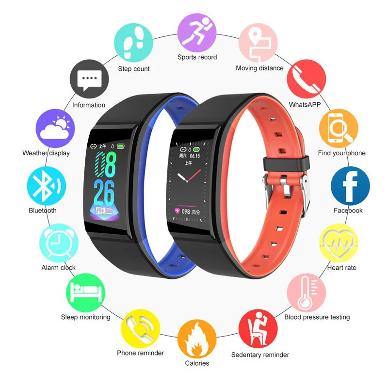 

1.14 Inch Color Screen Heart Rate Blood Pressure Intelligent Health Bracelet Motion Track View Information Vibration Reminder