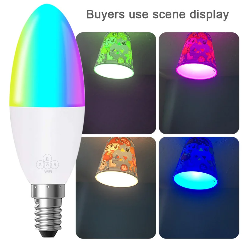 6 Вт светодиодные лампы украшения E14/E27 смарт WiFi свеча RGB лампа поддержка Alexa/Google Home/IFTTT смарт-динамик Голосовое управление